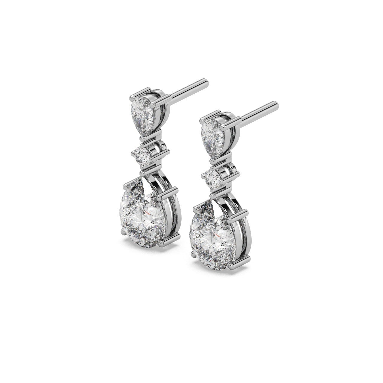 Trilune Earrings 14k White