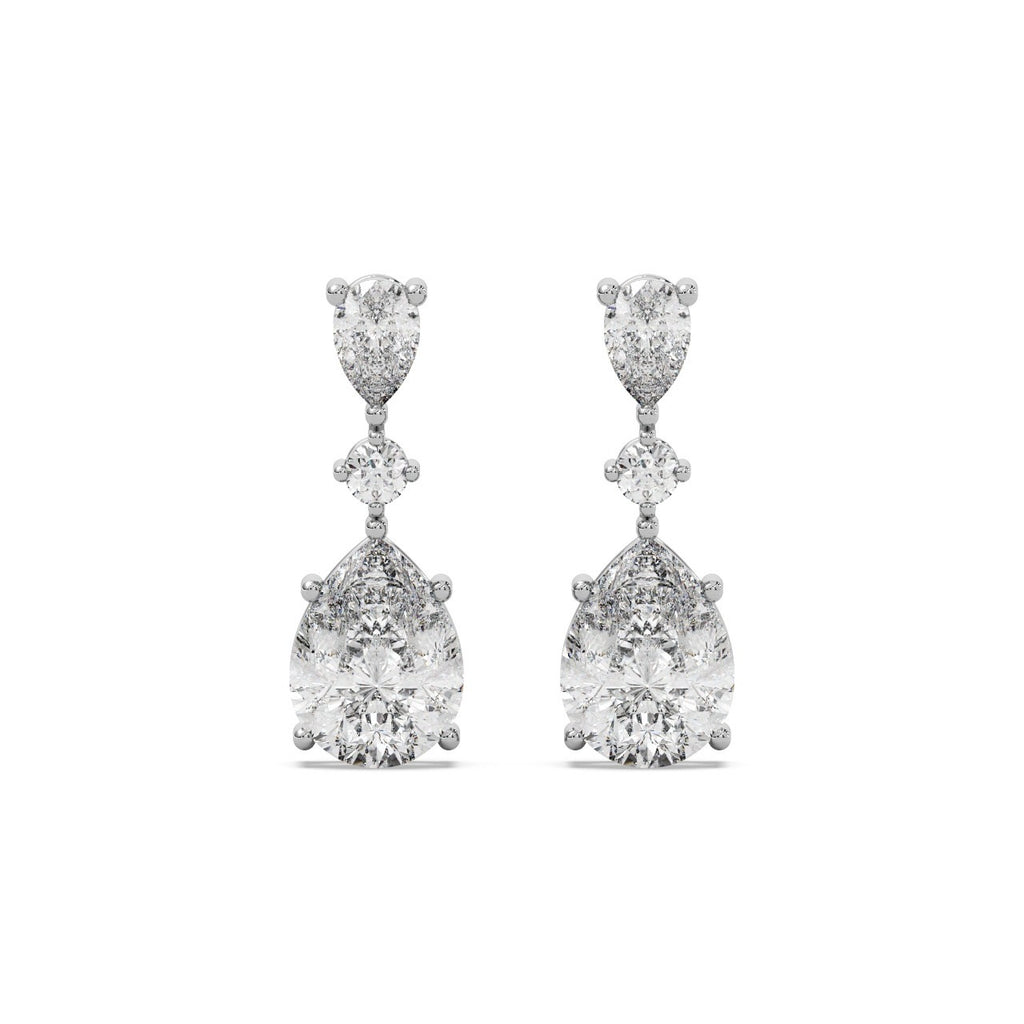 Trilune Earrings Silver White