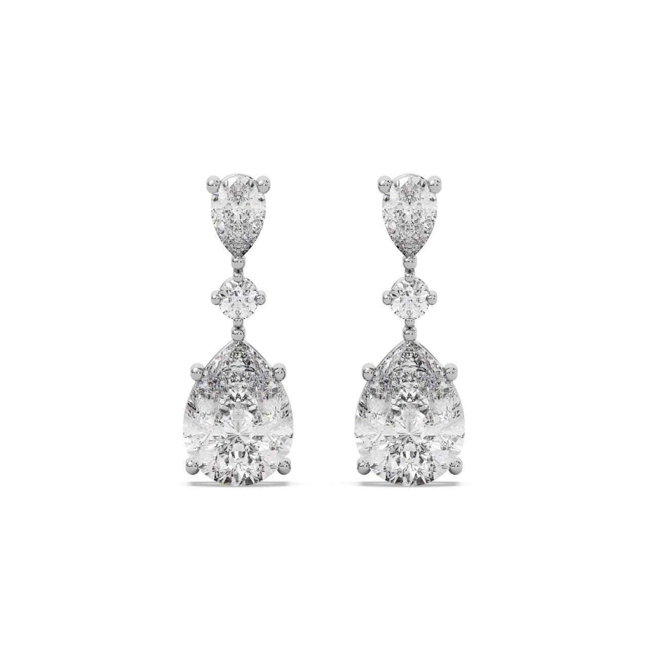Trilune Earrings 14k White