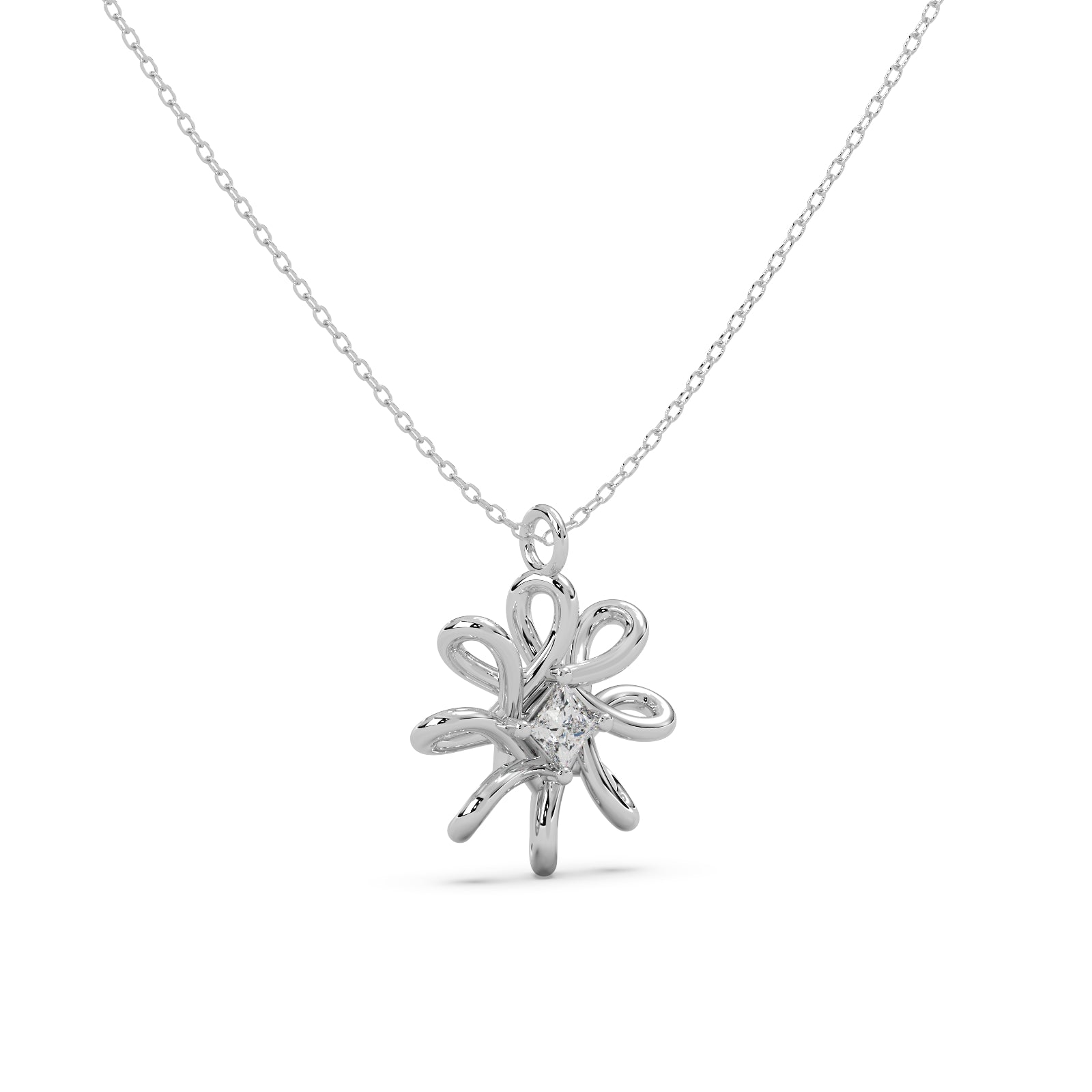 Dahlia Pendant 14k White