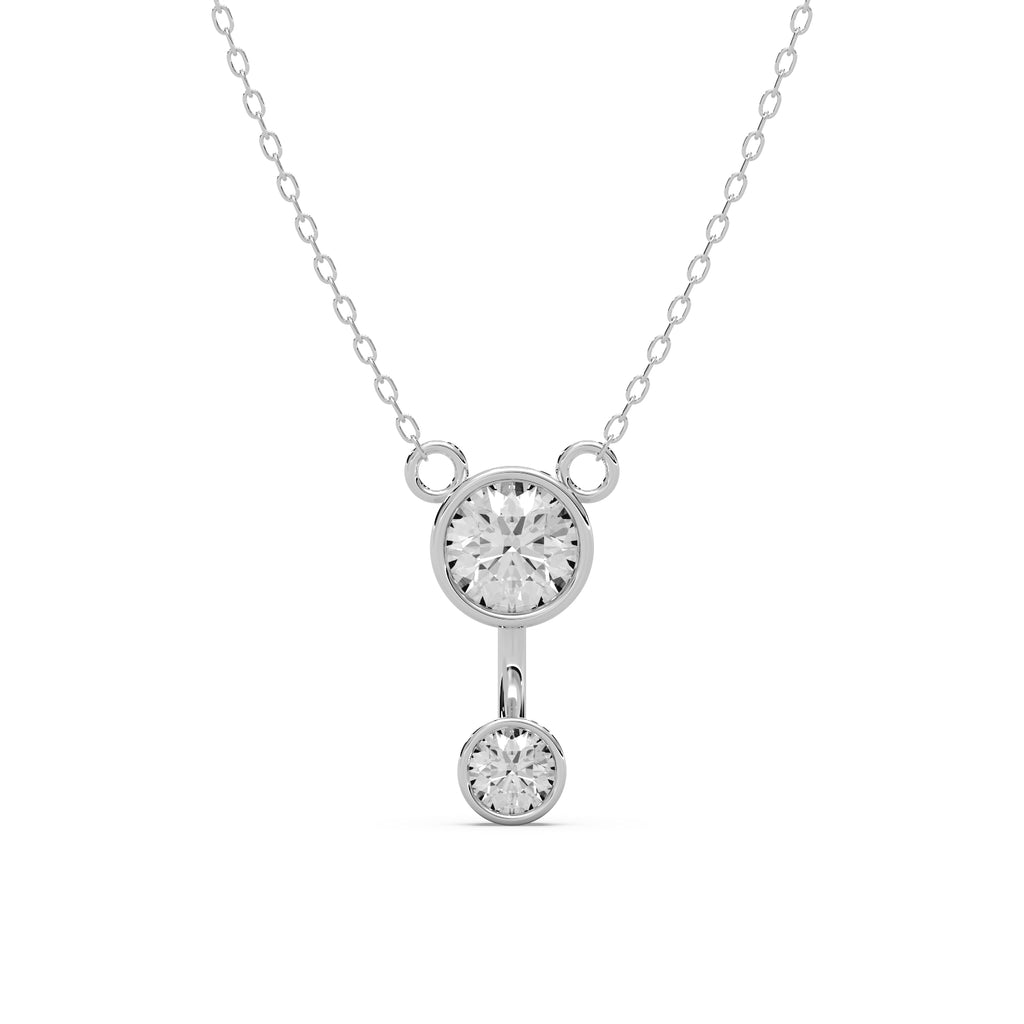 Dual Diamond Pendant  Silver White