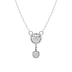Dual Diamond Pendant  Silver White