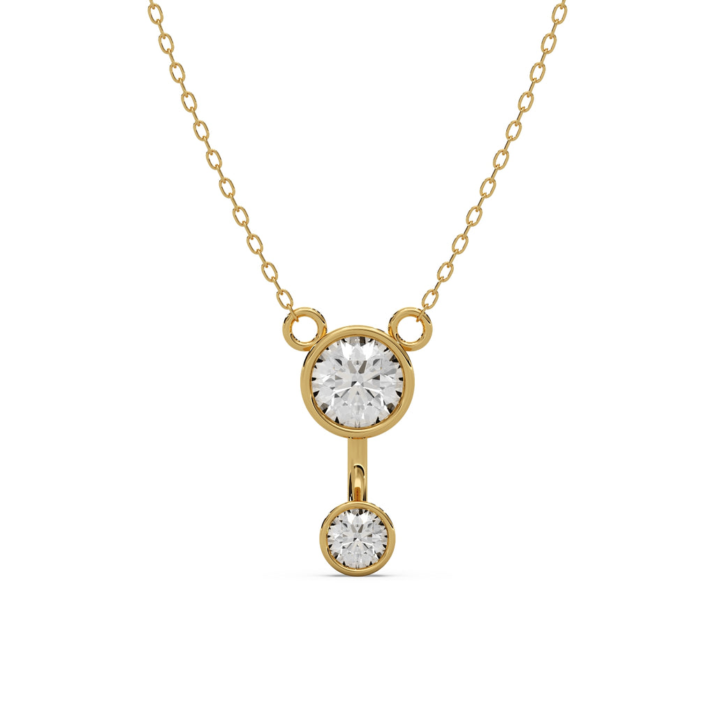 Dual Diamond Pendant Silver Gold
