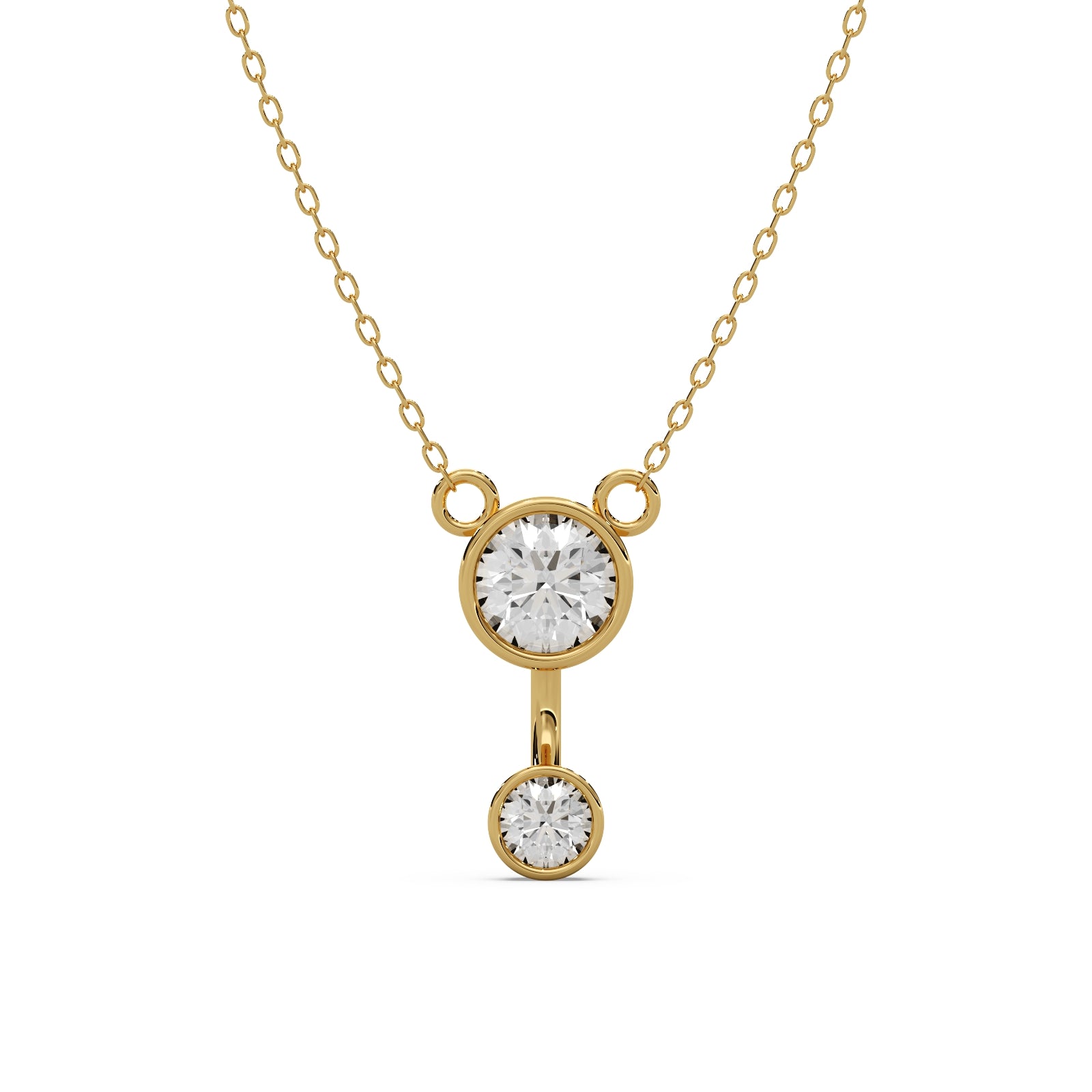 Dual Diamond Pendant 14k Gold