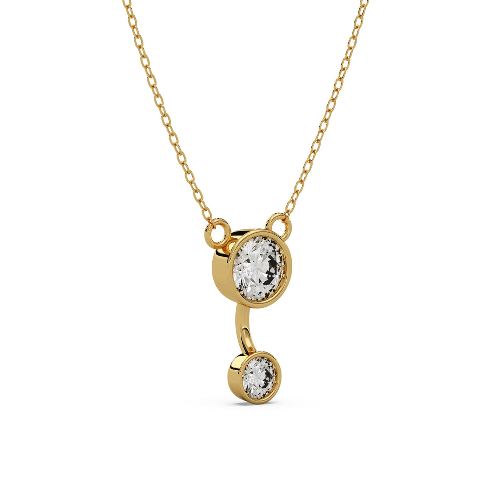 Dual Diamond Pendant Silver Gold