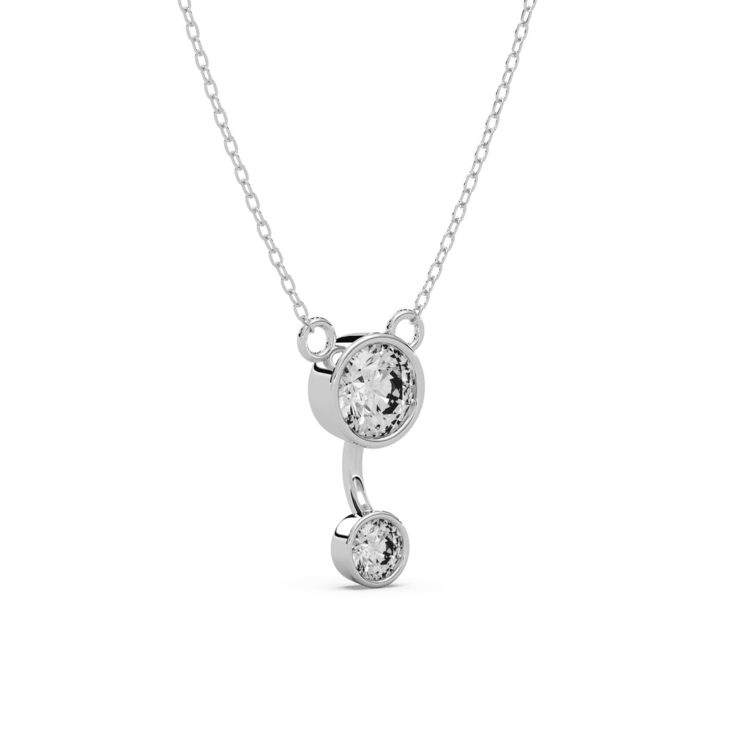 Dual Diamond Pendant  Silver White
