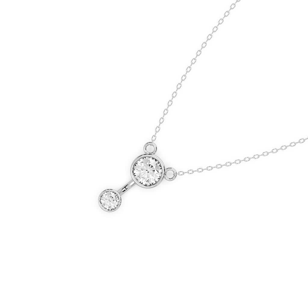 Dual Diamond Pendant  Silver White