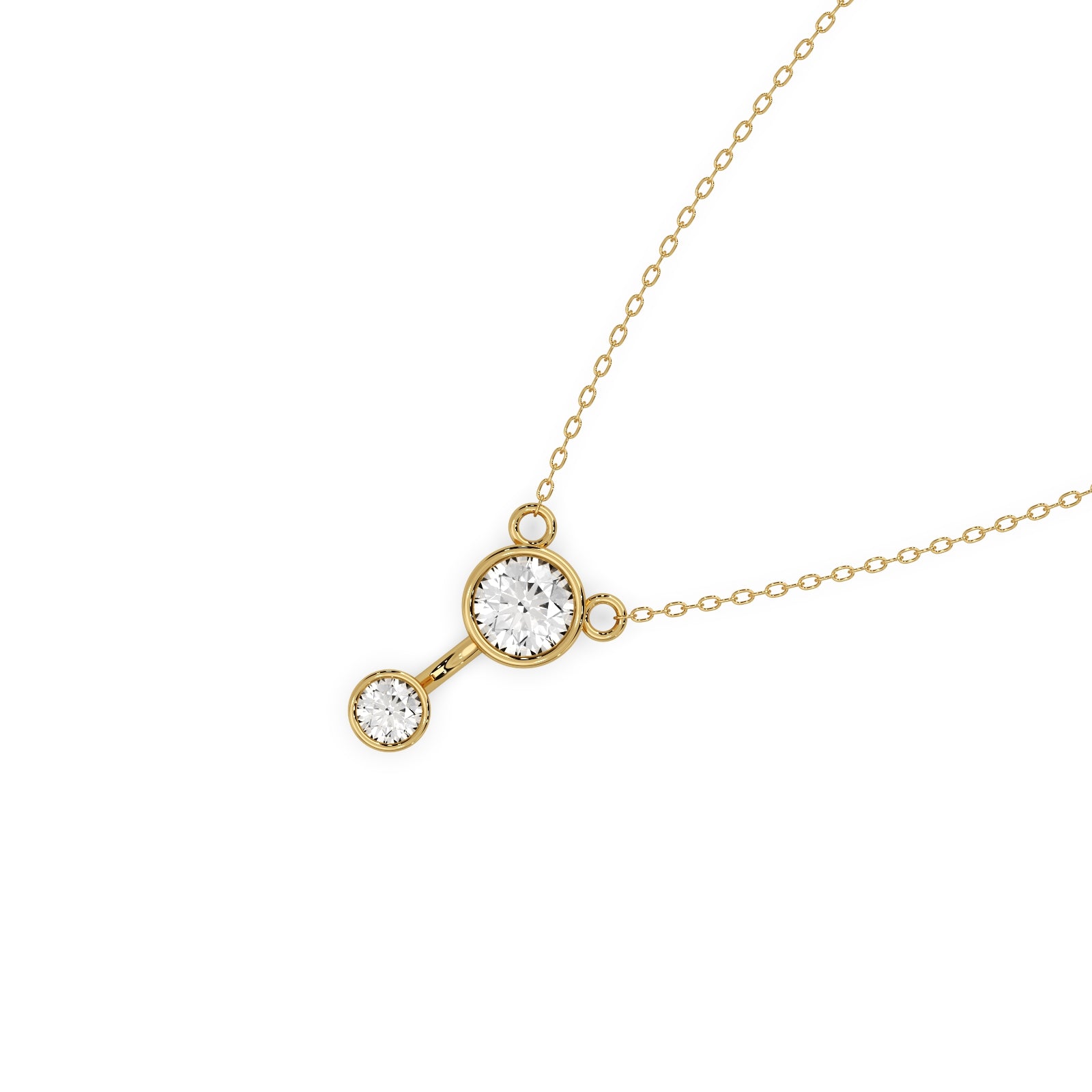 Dual Diamond Pendant 14k Gold