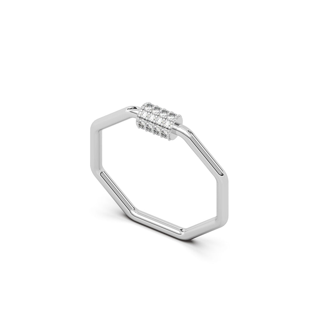 Octa Halo Ring Silver White