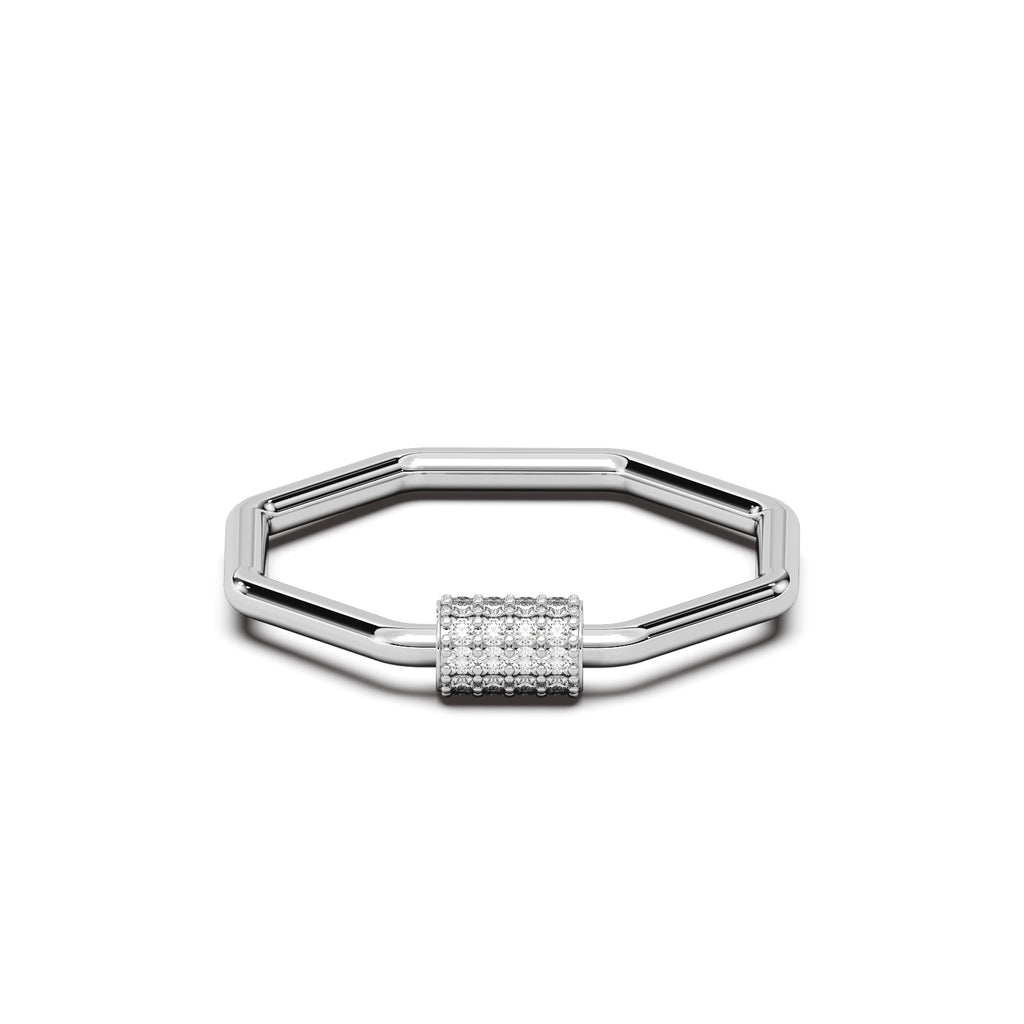 Octa Halo Ring Silver White