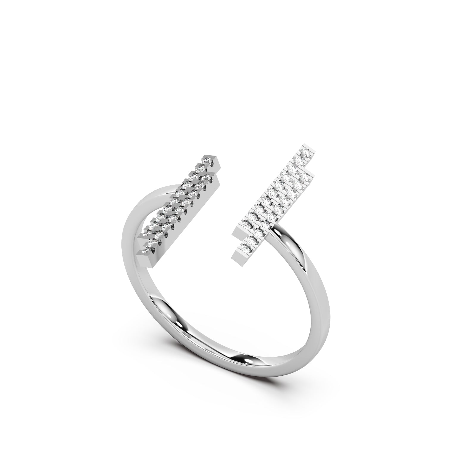 Nova Twin Ring Silver White