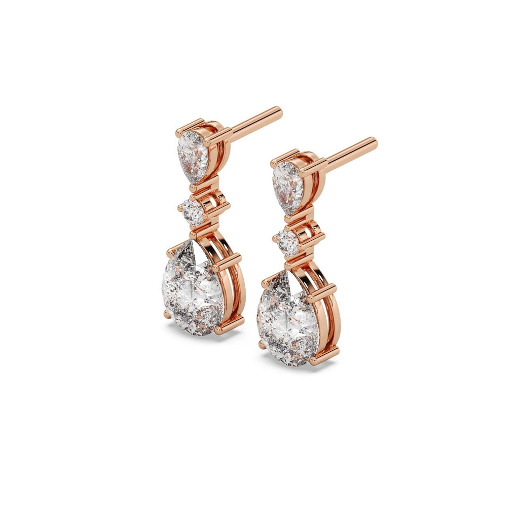 Trilune Earrings Silver Rosegold