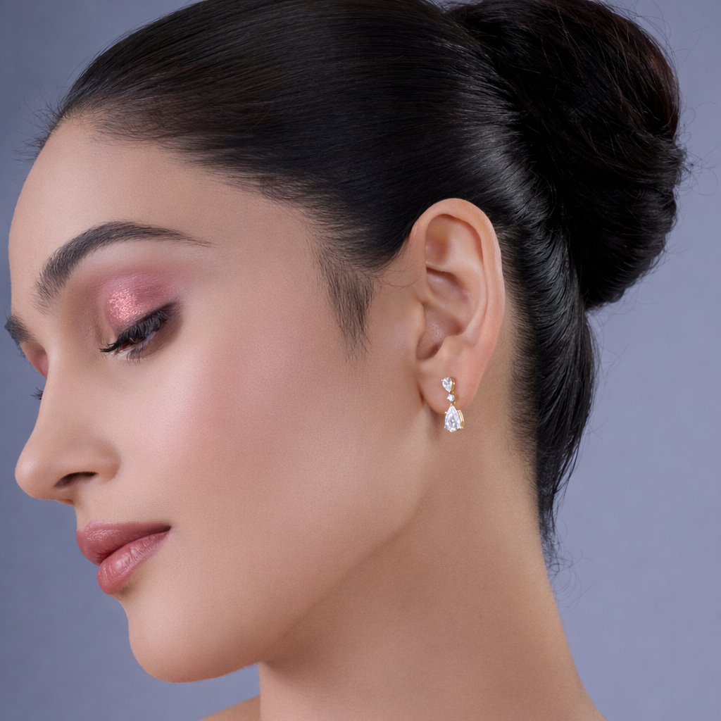 Trilune Earrings Silver Rosegold