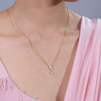 Dual Diamond Pendant  Silver White