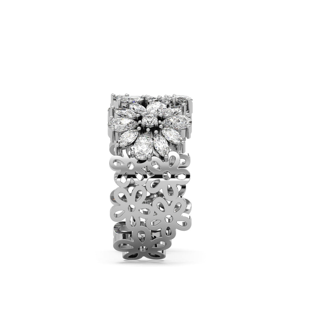 Daisy Ring Silver White