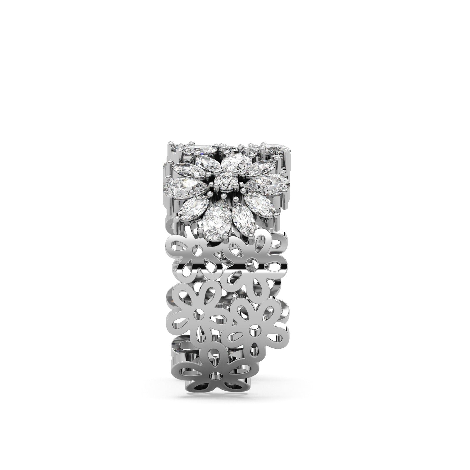 Daisy Ring Silver White
