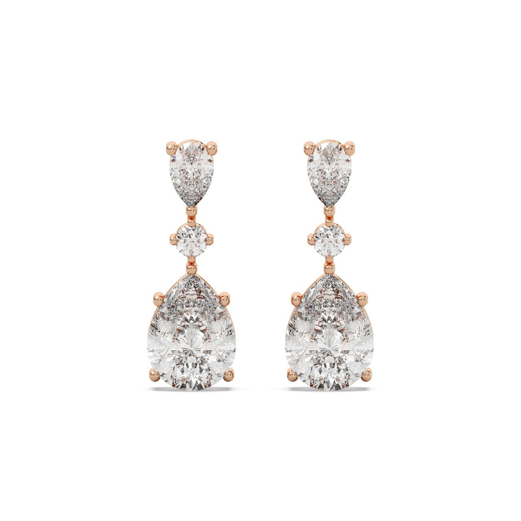 Trilune Earrings Silver Rosegold