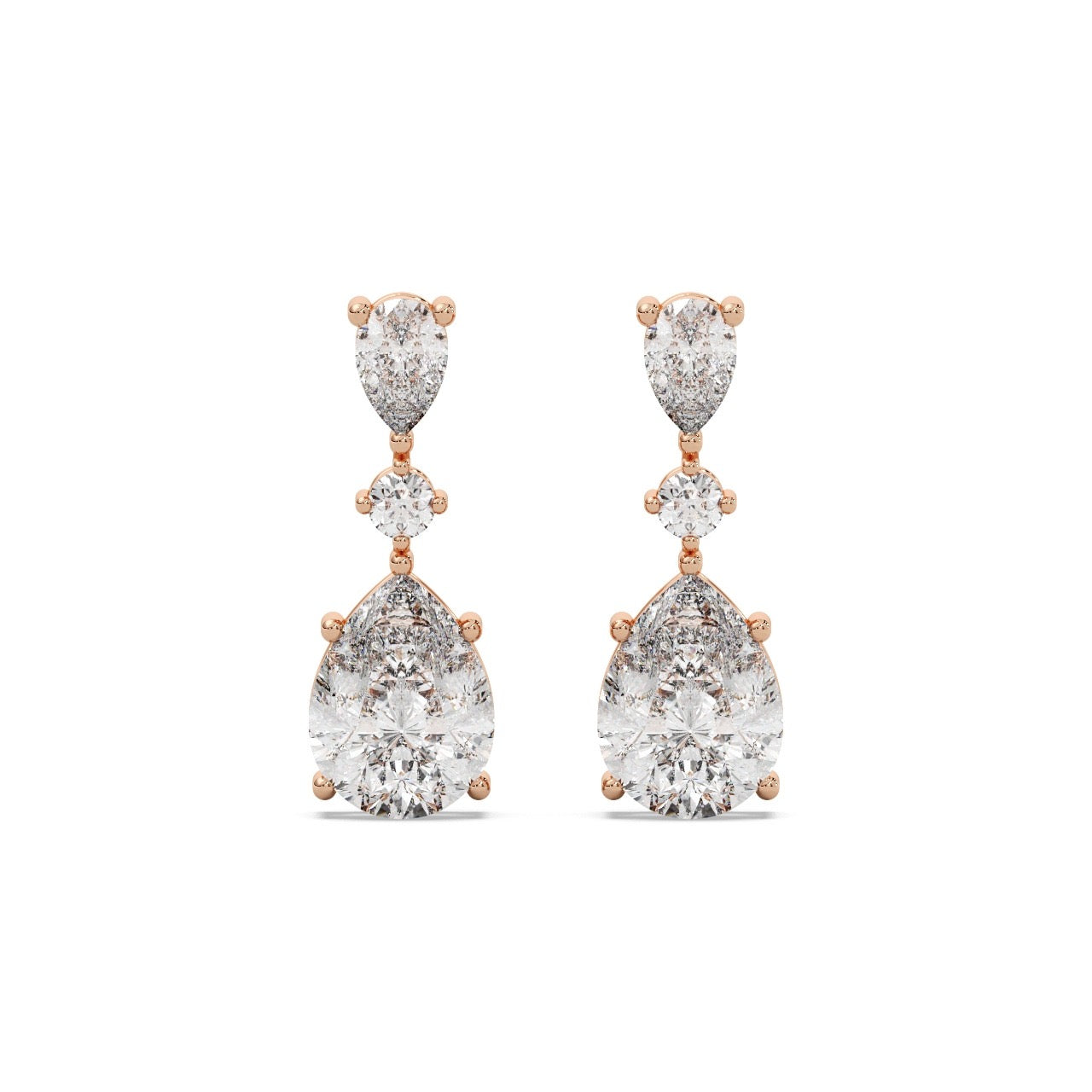 Trilune Earrings Silver Rosegold
